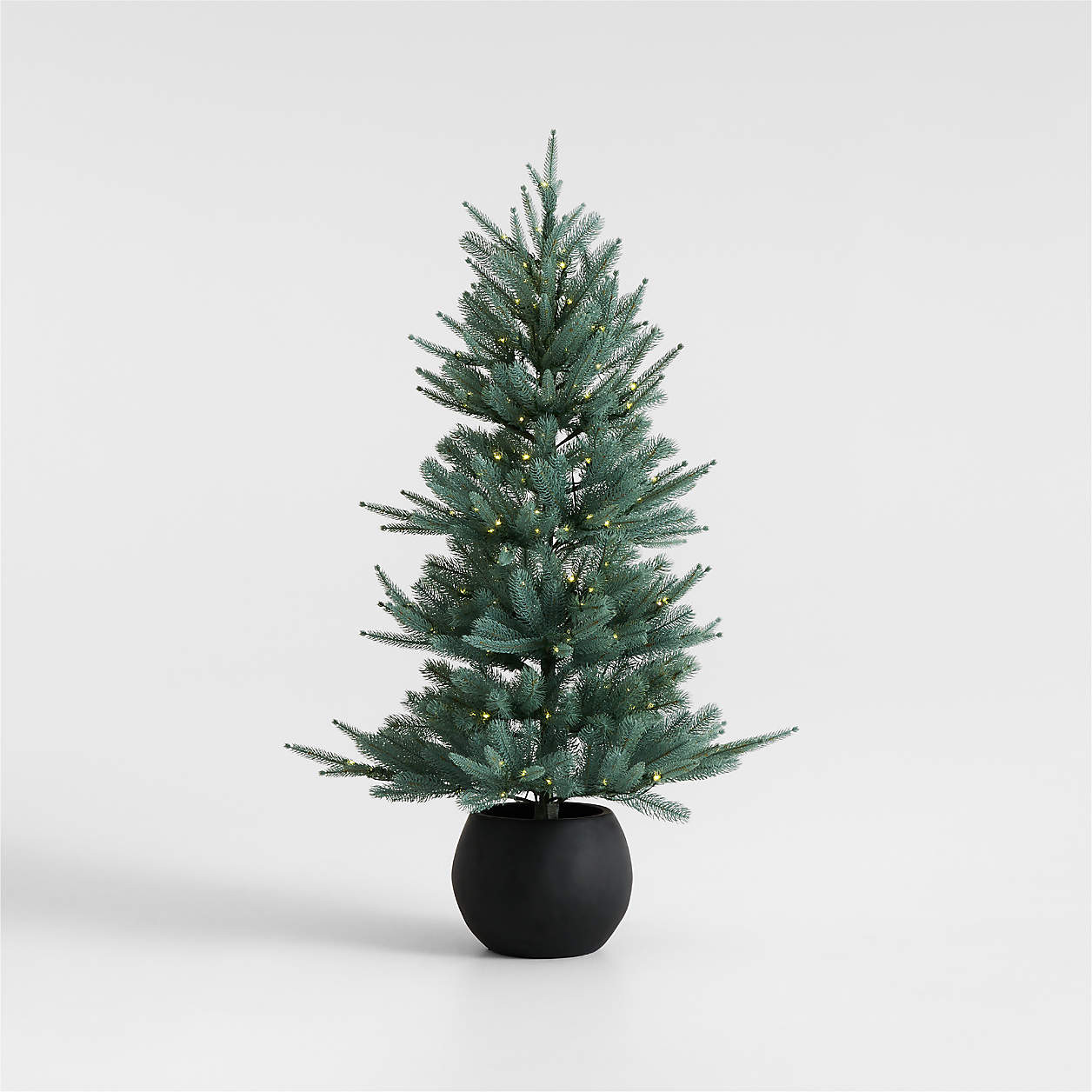 Potted Pre-Lit Blue Spruce Tree 4' + Reviews | Crate & Barrel | Crate & Barrel