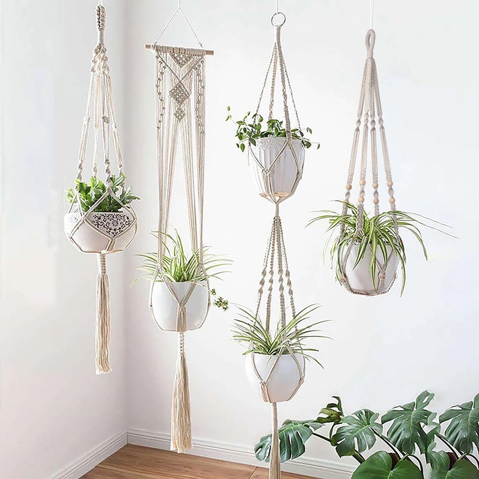 1 to 5Pcs set Macrame Plant hanger, macrame wall hanging for plants, hanging plant pot, hanging p... | Etsy (US)