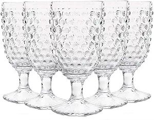G Hobnail Drinking Glasses 13oz Set Of 6, Vintage Water Goblets Iced Tea Beverage Goblets Hobnail... | Amazon (US)