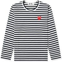 Comme des Garcons Play Women's Long Sleeve Heart Logo Stripe Tee | End Clothing (US & RoW)