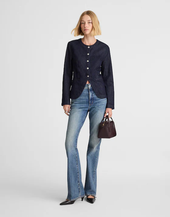 Denim Collarless Jacket in Rinse Wash | Madewell