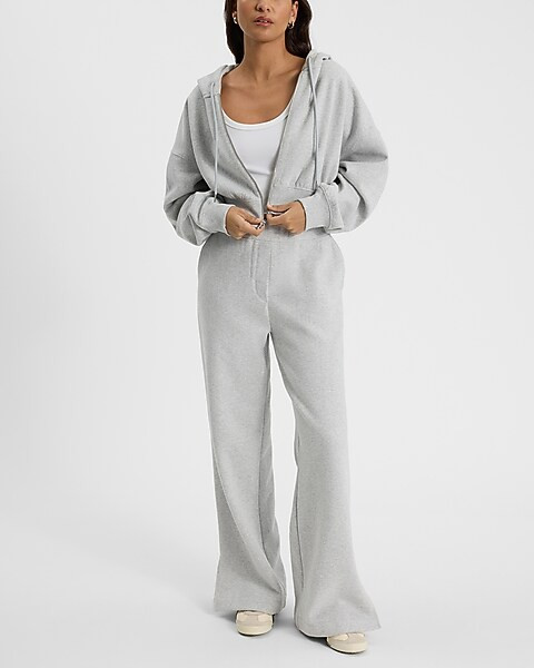High Waisted Wide Leg Fleece Sweatpants | Express