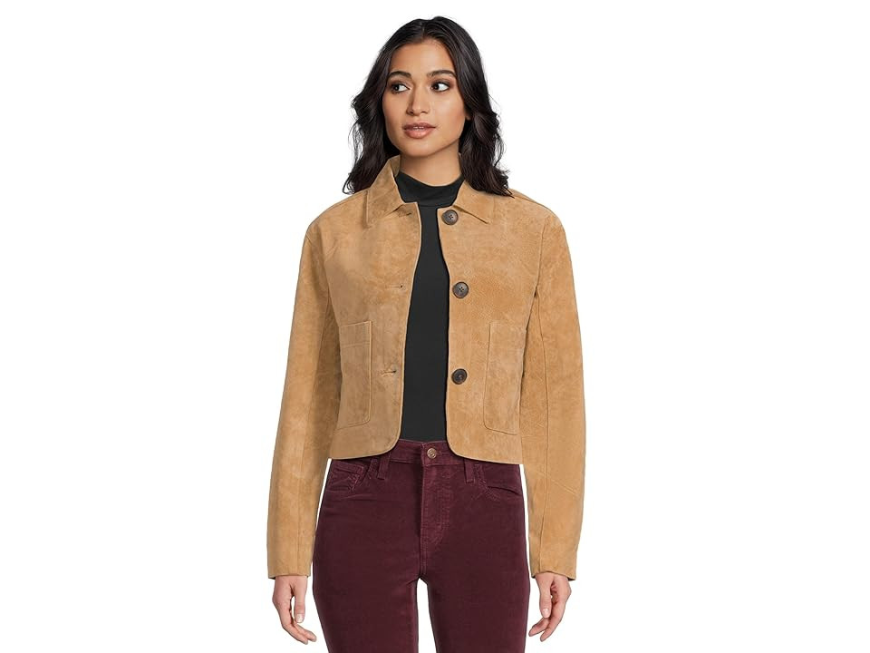 Blank NYC Real Suede Cropped Blazer Women's Jacket Cinnamon Crunch : XS, Leather | Zappos