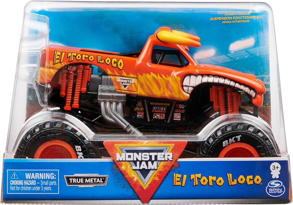 Monster Jam Official Monster Truck - El Toro Loco 1:24 Scale Die-Cast Vehicle - Chrome Rims and T... | Amazon (US)