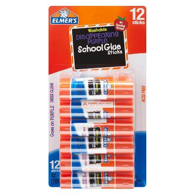 Elmer&#39;s 12pk Washable School Glue Sticks - Disappearing Purple | Target