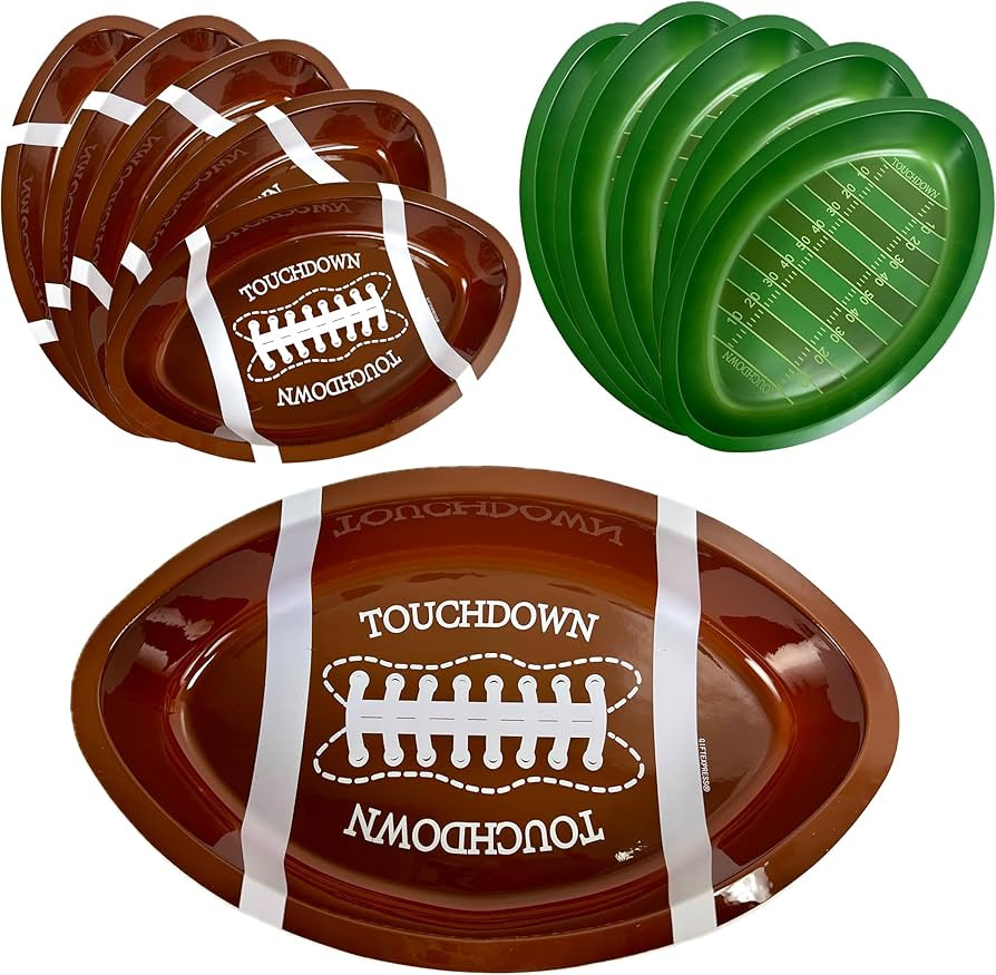 GiftExpress 10PC Plastic Football Serving Trays, Game Day Football Themed Serving Tray, Green and... | Amazon (US)