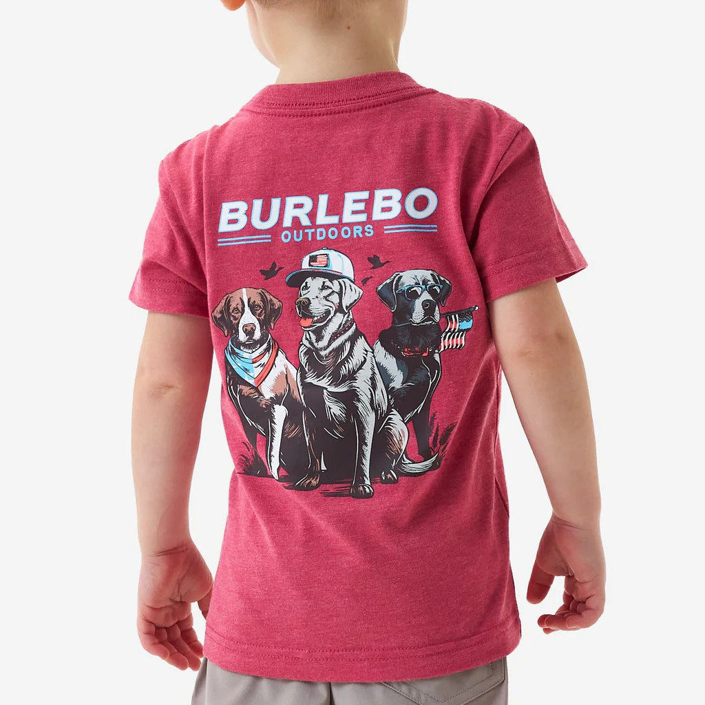 Youth Short Sleeve Tee - American Dogs - Heather Crimson | BURLEBO