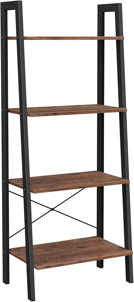 VASAGLE ALINRU Ladder Shelf, 4-Tier Bookshelf, Storage Rack Shelves, Bathroom, Living Room, Indus... | Amazon (US)