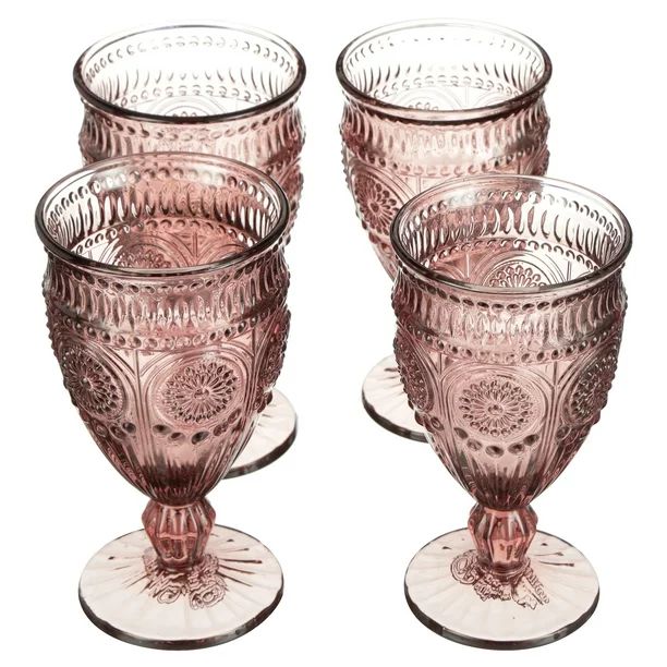 The Pioneer Woman Adeline 12-Ounce Footed Glass Goblets, Set of 4, Plum - Walmart.com | Walmart (US)