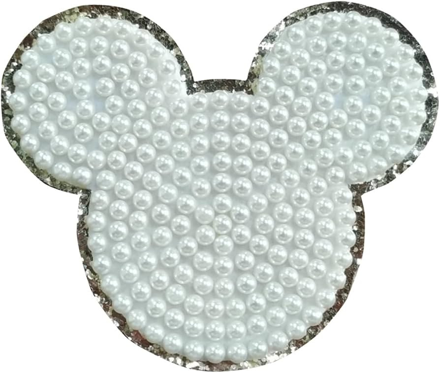 Bling Rhinestone Ivory White Pearls Patches, Self Adhesive Sticker Iron On Patches, 3.5'' Height ... | Amazon (US)