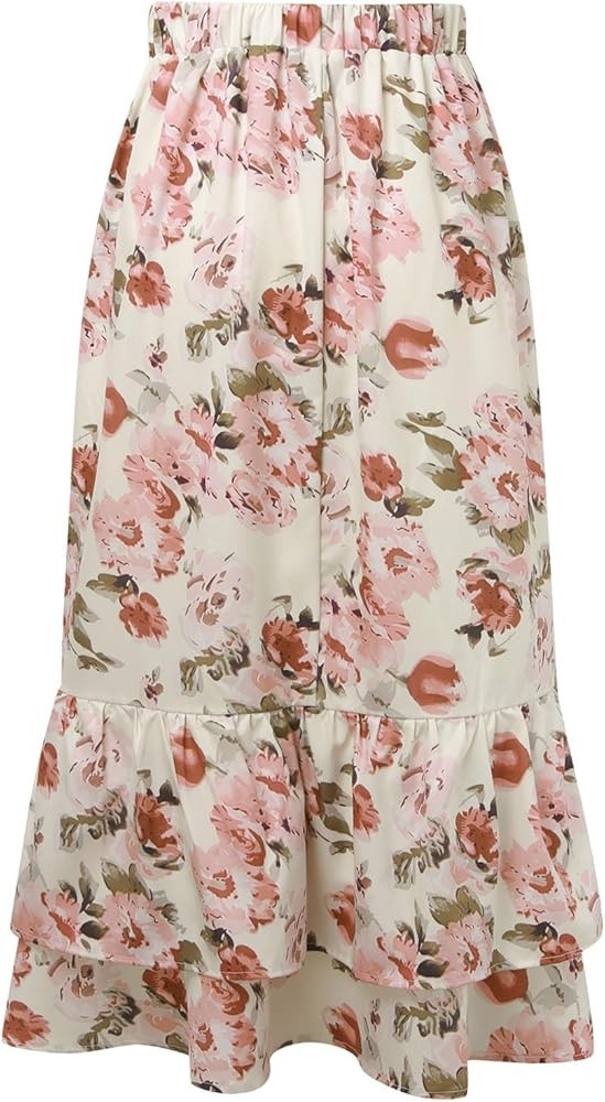 Women's Fashion A Line Bust Satin Print Skirt Maxi Skirt Full Elastic High Leopard Skirt Ruffle M... | Amazon (US)