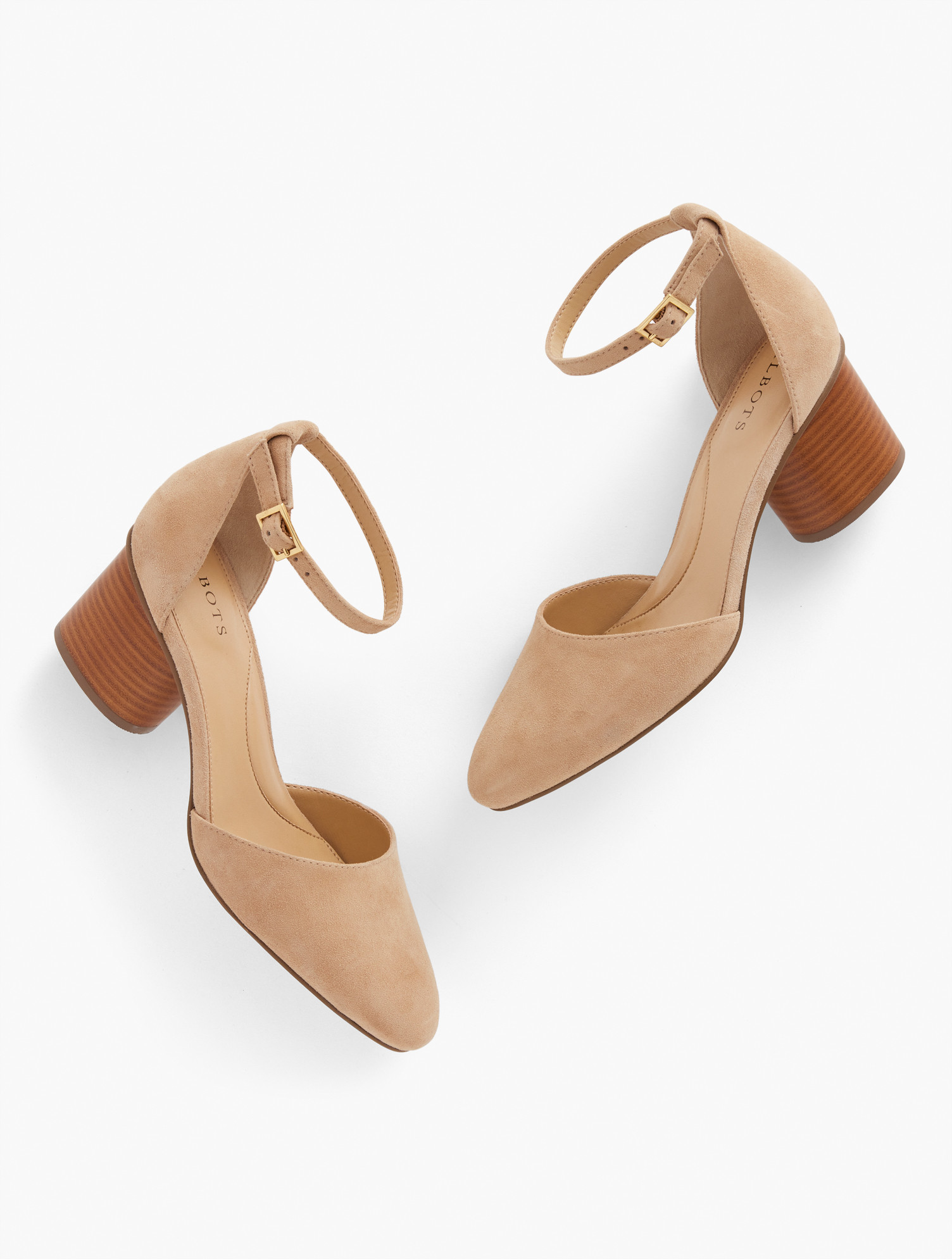 Paisley Suede Block Heel Sandals - Light Toffee - 10M Talbots | Talbots