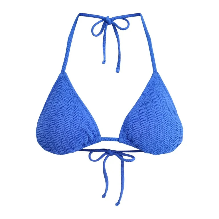 No Boundaries Herringbone Crinkle Triangle Bikini Top, Women's | Walmart (US)