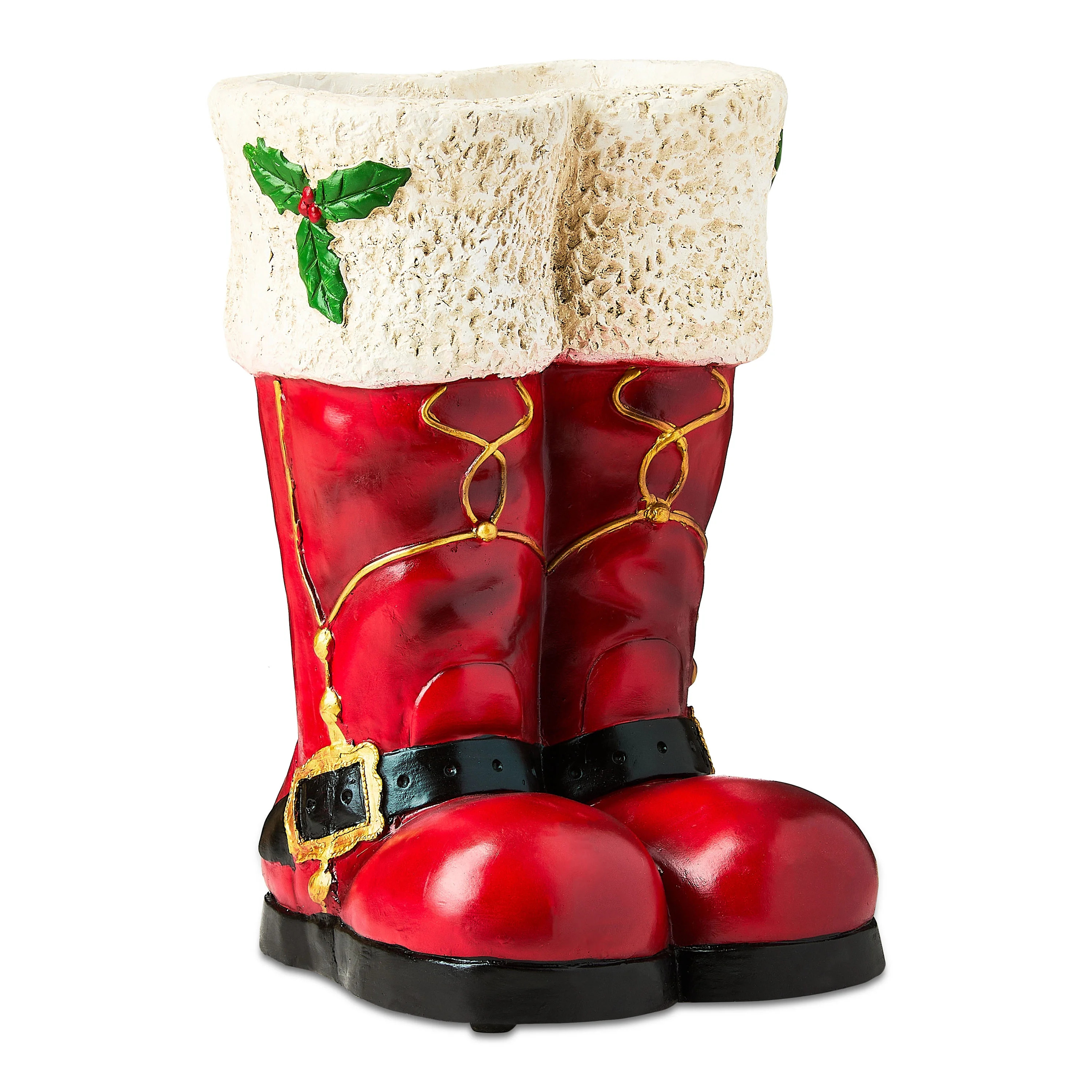 Santa's Boots Christmas Indoor/Outdoor Decoration, Red and White, 16", by Holiday Time | Walmart (US)