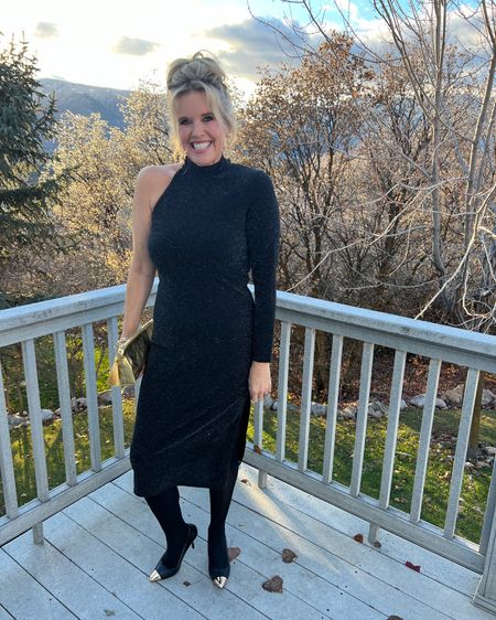 Holiday outfit inspiration ✔️

Perfect for Holiday parties or New Year’s Eve. 🎉🎄🥂✨

Beautiful and affordable metallic sparkle in this black one sleeve dress. Fits tts 
Save 10% off Use code DARCY10

Black hose , gold cap toe pump

Gold clutch save 20% use code DARCY20 

Julie Vos Jewlery - such beautiful pieces you’ll wear all year long! Starburst earring and a ton of bracelet 

#LTKHoliday #LTKparties #LTKstyletip