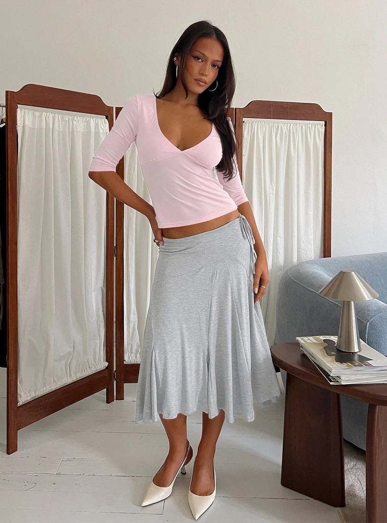 Natomi Jersey Midi Skirt Grey Marle | Princess Polly AU