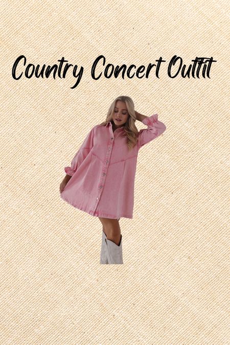 Country concert outfit 
Nashville outfit 
Denim dress 
Pink dress 

#LTKFestival #LTKfindsunder100 #LTKstyletip