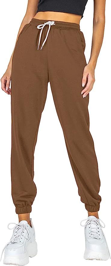 AUTOMET Women's Fall Cinch Bottom Sweatpants High Waisted Athletic Workout Joggers Lounge Pants w... | Amazon (US)