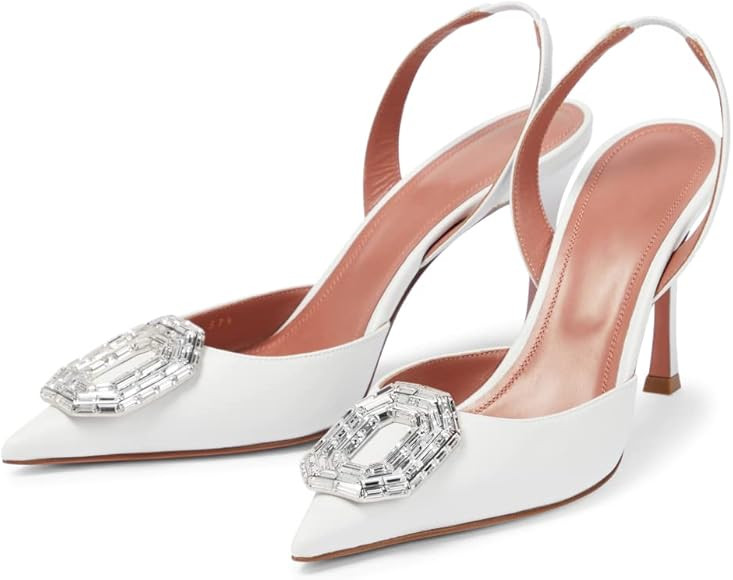 Vertundy Women's Rhinestone Slingback Pumps Pointed Toe Satin Crystal Stiletto High Heels Sandals... | Amazon (US)