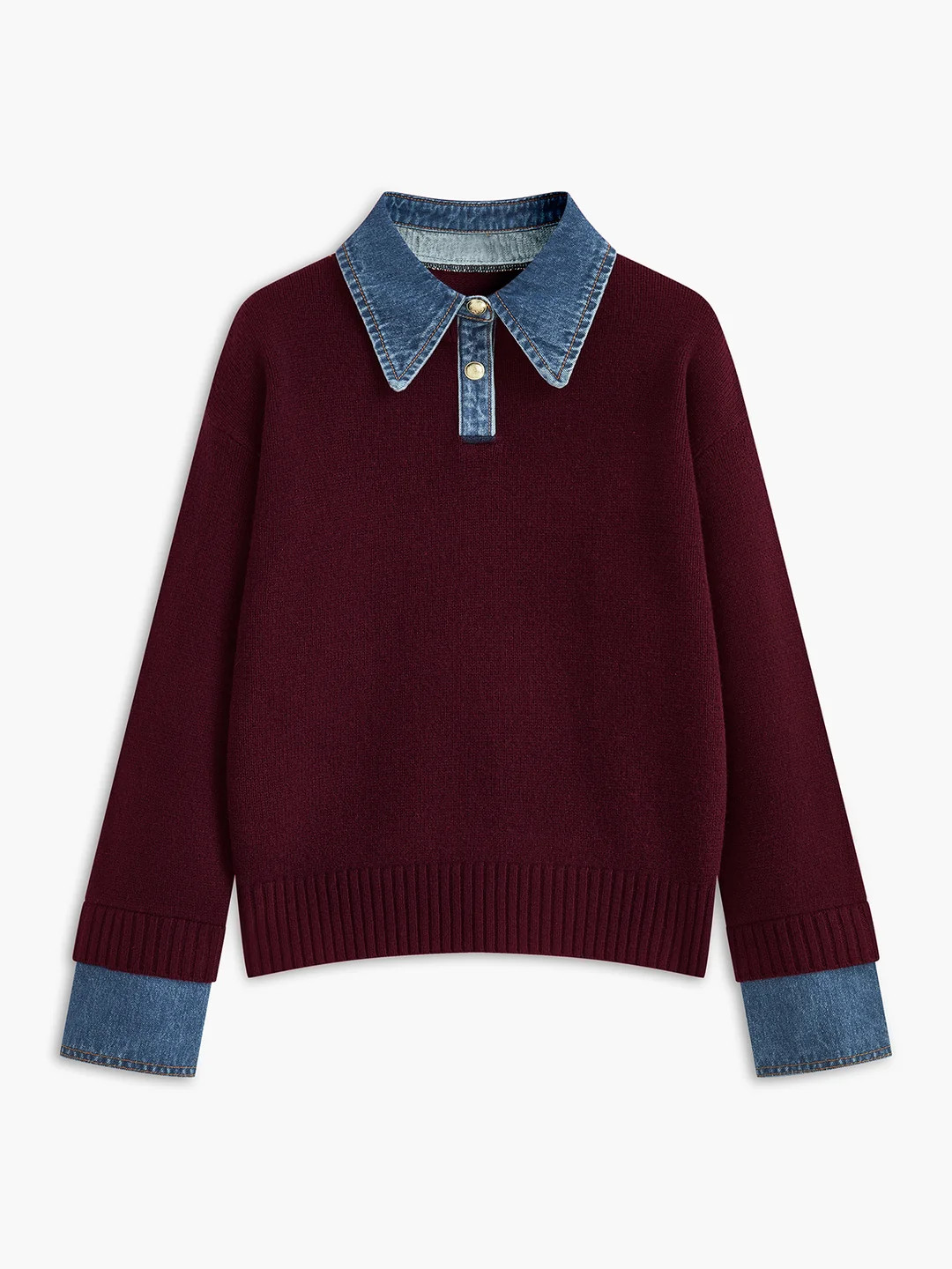 2 in 1 Panel Lapel Relaxed Sweater | Commense