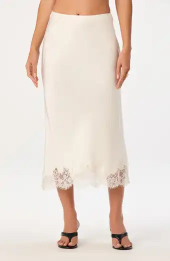Carolina Lace Trim Silk Midi Skirt | Nordstrom