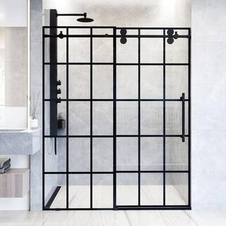 Elan 68 to 72 in. W x 74 in. H Sliding Frameless Shower Door in Matte Black with 3/8 in. (10mm) C... | The Home Depot