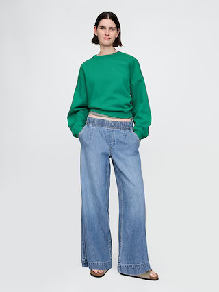 Mid Rise UltraSoft Pleated Easy Baggy Jeans | Gap (US)