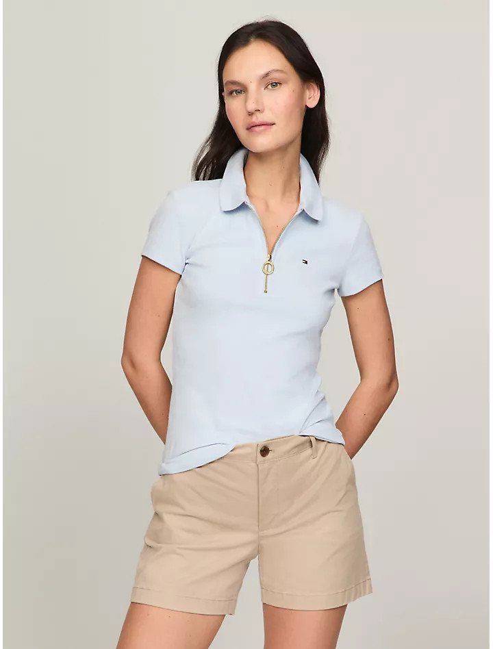 Slim Fit Essential Zip Polo | Tommy Hilfiger | Tommy Hilfiger (US)