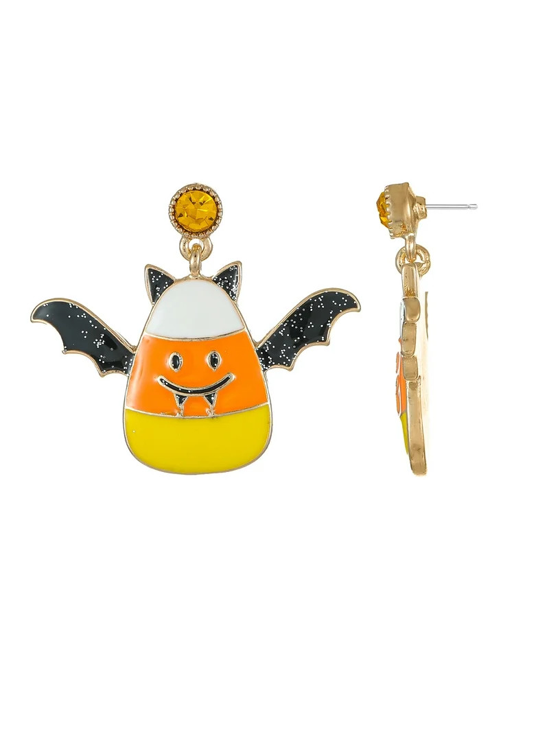 Way to Celebrate Halloween Candy Corn Bat Earring, 1 Pair - Walmart.com | Walmart (US)