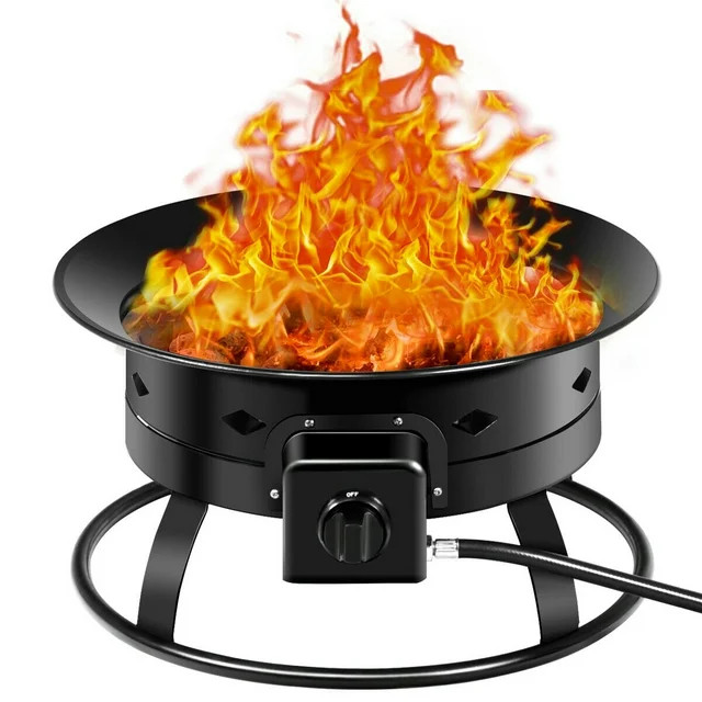 Gymax Portable Propane Outdoor Gas Fire Pit W/ Cover & Carry Kit 19-Inch 58,000 BTU | Walmart (US)