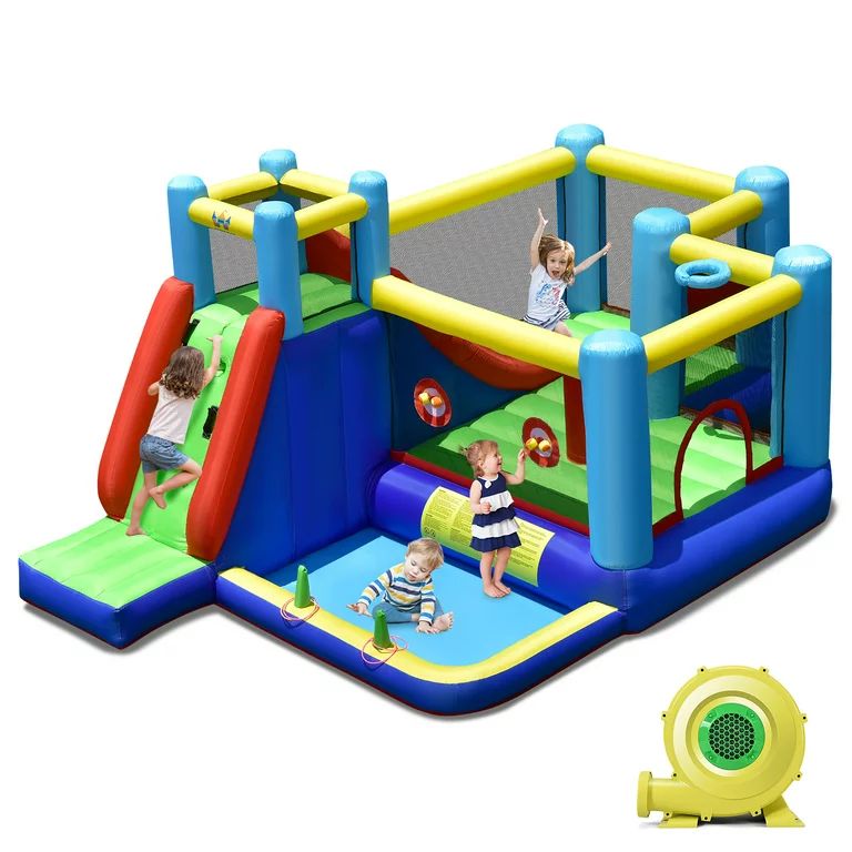 Costway Inflatable Bounce House 8-in-1 Kids Inflatable Slide Bouncer  (With 735W Blower) | Walmart (US)