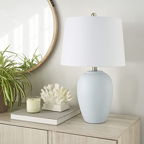 Nourison Home 23" Coastal Blue Ceramic Pot Table Lamp for Bedroom, Living Room, Dining Entryway, with White Shade | Amazon (US)