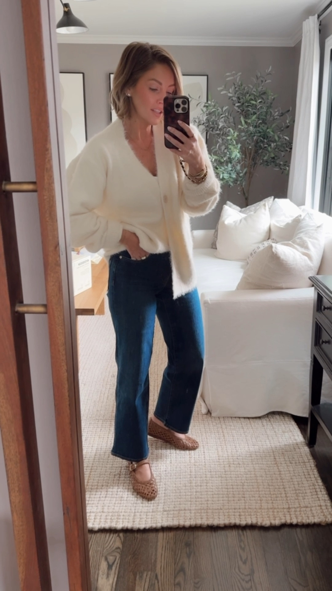 Small Amazon cardigan / Small bodysuit / 24 jeans / flats are true to size 

#LTKPetite #LTKOver40 #LTKootd