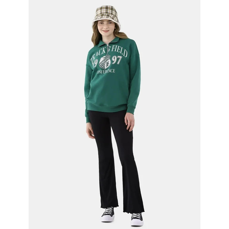 No Boundaries Quarter Zip Graphic Sweatshirt, Women’s and Women’s Plus | Walmart (US)