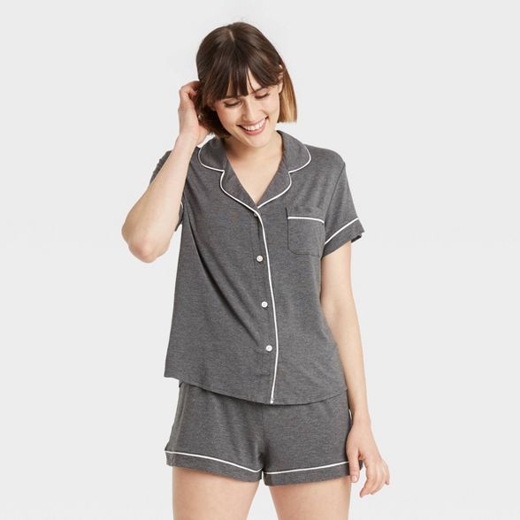 Women's Beautifully Soft Short Sleeve Notch Collar Top and Shorts Pajama Set - Stars Above&#153; | Target