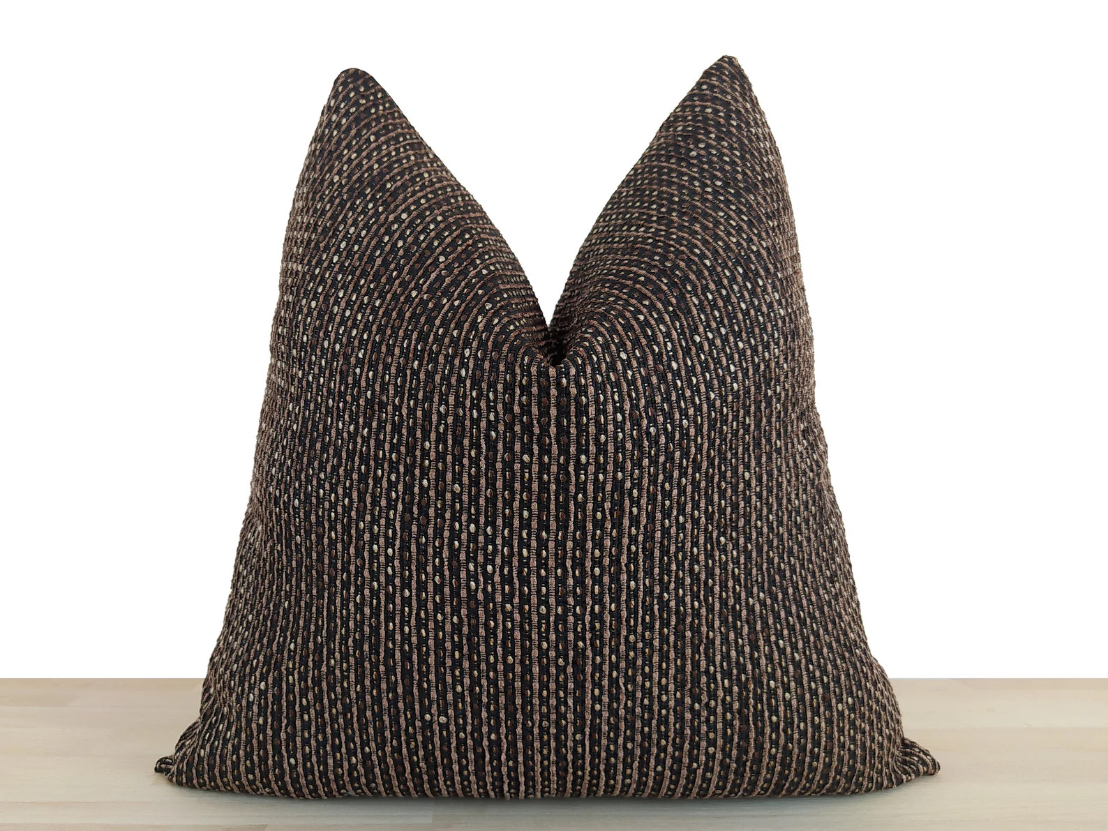 Textured Striped Pillow Cover Boho Brown Throw Pillow Cover | Etsy | Etsy (US)