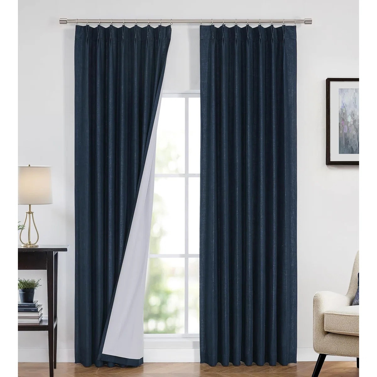 Linen Blend Blackout Pinch Pleat Curtains | Wayfair North America