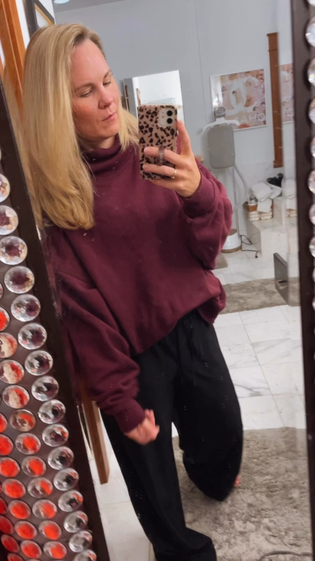 Trying to stay comfy and cozy in this gorgeous alo sweatshirt paired with my lodge Aritzia pants that I am absolutely in love that you will see them all the time ￼

#LTKmomlife #LTKgrwm #LTKselfcare