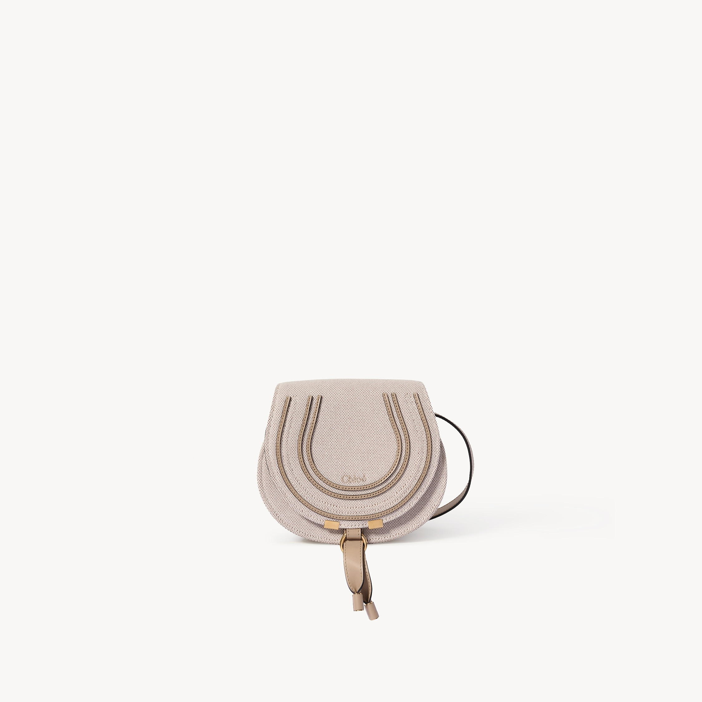 Chloé - Small Marcie saddle bag in canvas - Boyish Brown - Single Size - Cotton | Chloe US
