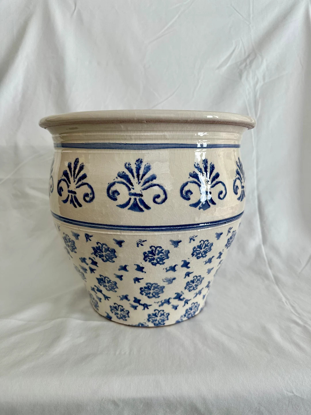 Portuguese Handmade Blue and White Flower Pot - Etsy | Etsy (US)