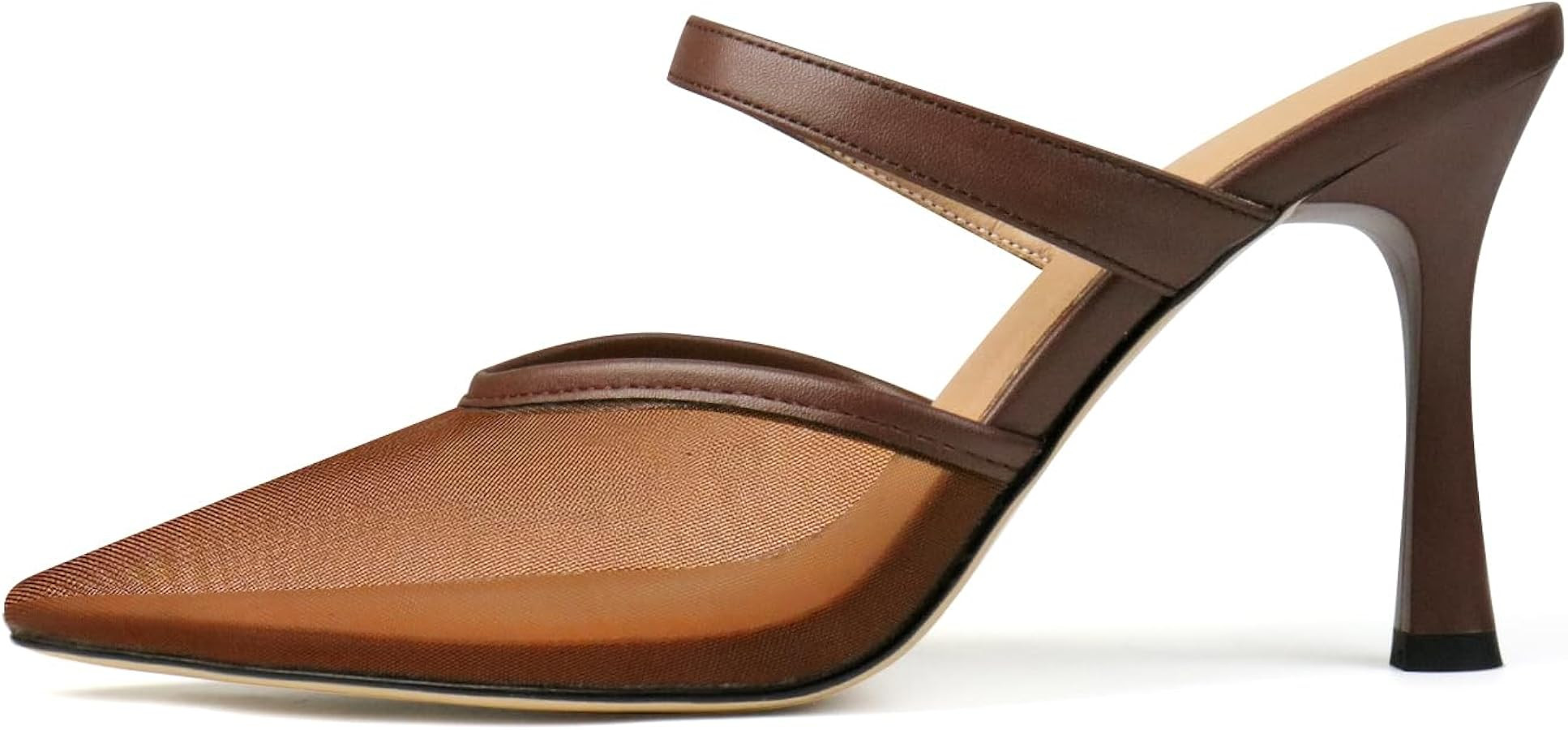 Mesh Kitten Heels for Women Slip On Pointed Closed Toe Mules Heeled Sandals Cute Pumps Dress Part... | Amazon (US)