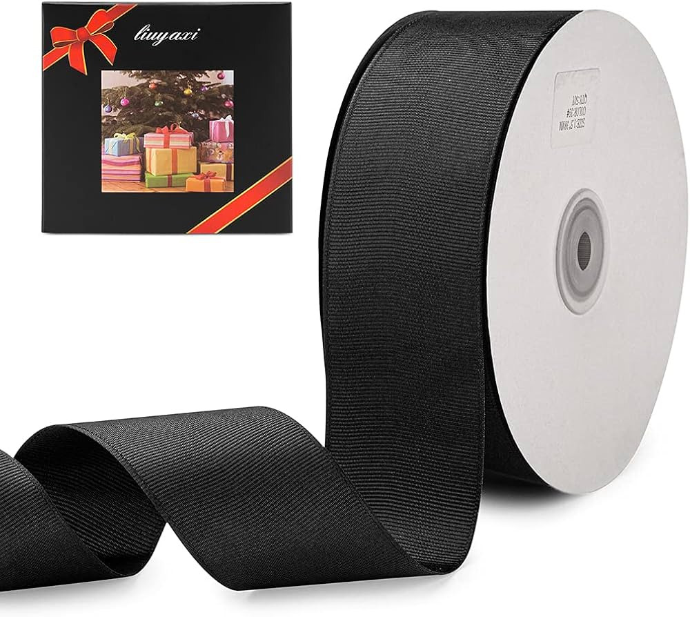 LIUYAXI 2" X 50 Yards Solid Black Grosgrain Ribbon, Perfect for Crafts, Wedding Decor, DIY Hair A... | Amazon (US)