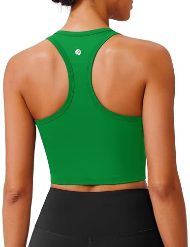 PINSPARK Sports Bra Longline Racerback Tank Tops for Women Padded Workout Yoga Top | Amazon (US)