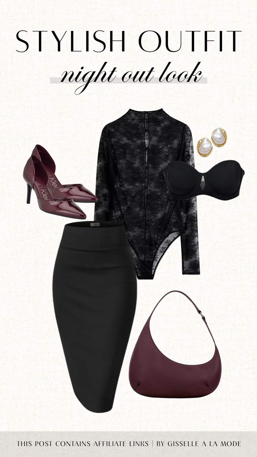 Lace bodysuit + pencil skirt = date night magic. Those burgundy pumps though!
 

 #LTKSeasonal #LTKStyleTip #LTKItBag
