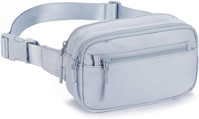 Telena Fanny Packs for Women Men Fashionable Cross Body Belt Bag with Adjustable Straps Grey Blue | Amazon (US)