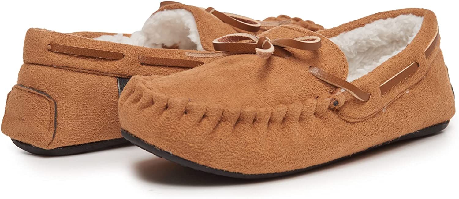 Lucky Brand Boy's Micro-Suede Cozy Moccasin Slippers with Faux Sherpa Lining | Amazon (US)