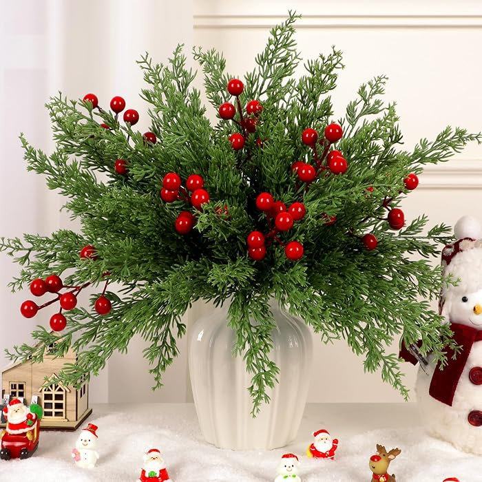 45 Pcs Christmas Decorations, Artificial Greenery Christmas Ornaments Norfolk Pine Branches with ... | Amazon (US)