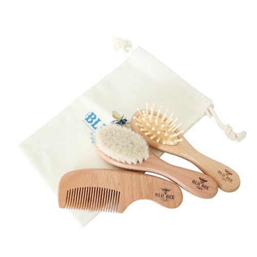 The Hat Pros Wooden Baby Hairbrush & Comb Set for Newborn and Toddlers Soft Goat Hair Brush for Babies and Infants Prevents Cradle Cap | Amazon (US)