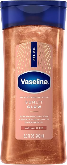 Vaseline Glazed and Glisten Sunlit Glow Body Gel Oil Vanilla Cocoa Shimmering with Ultra-Hydratin... | Amazon (US)