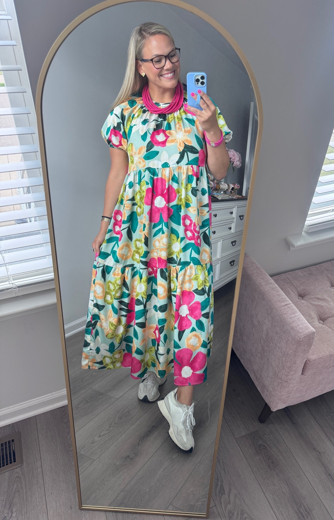 Colorful dress + sneakers = my love language 🌸👟

This tiered floral midi is by Umgee and she is giving boutique summer perfection. I found it at a few boutiques, including Shop the Mint, but couldn’t link the exact one here — so I linked some super cute Amazon options with the same easy, throw-on-and-go vibe.

Shoes are New Balance, because comfort is the outfit. 💁🏼‍♀️

Also very much obsessed with these cotton rope necklaces lately. Couldn’t link this exact one, but if you Google “cotton rope necklace,” several boutiques have similar styles and they add the cutest pop of color. 💕🌿

Bright dress season is officially my personality. 🫶🏼

Floral midi dress | Umgee dress | Boutique style | Colorful dresses | Spring outfit | Summer outfit | Teacher outfit | AP outfit | Sneakers with dresses | New Balance sneakers | Pink accessories | Rope necklace | Coastal grandma style | Bright outfits | Feminine style | Boutique fashion | Amazon fashion finds | Colorful fashion | Casual chic outfit | Teacher OOTD

#LTKootd #LTKTall #LTKMidsize